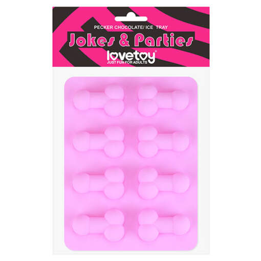 Lovetoy Pecker Shaped Ice Tray Penis Chocolates Maker Pink LV765012 6970260908757 Boxview