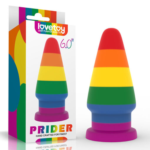 Lovetoy Prider 6 Inch Silicone Butt Plug Pride Colours Rainbow LV410041 6970260908245 Multiview