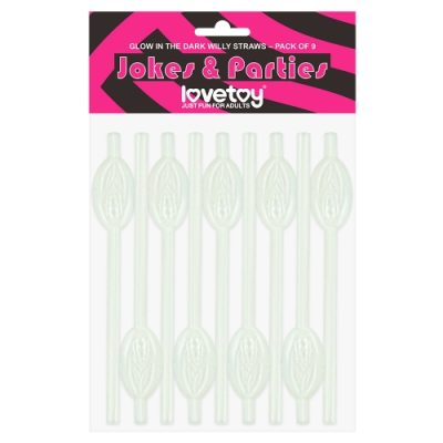 Lovetoy Pussy Straws 9 Pack Glow in the Dark LV765002 6970260908764 Boxview