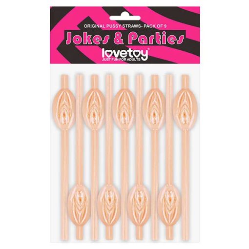 Lovetoy Pussy Straws 9 Pack Light Flesh LV765002A 6970260908771 Boxview
