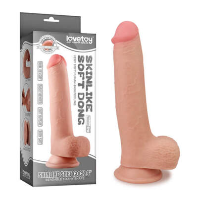 Lovetoy Skinlike Soft Cock 8 Inch Dual Density Dong with Balls Light Flesh LV310003 6970260906142