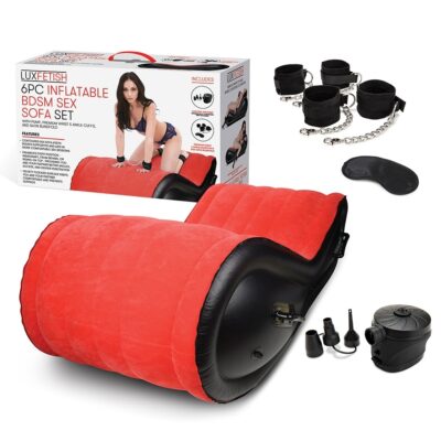 Lux Fetish 6 PC Inflatable BDSM Sex Sofa Black Red LF5314 4890808245521 Multiview