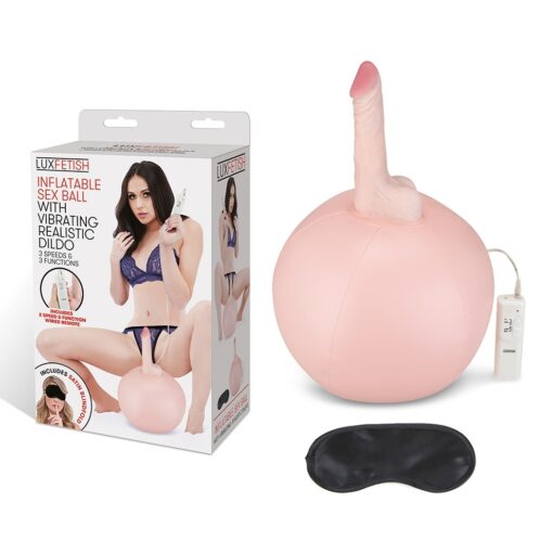 Lux Fetish Inflatable Sex Ball with Vibrating Realistic Dildo Light Flesh LF5313 4890808245514 Multiview