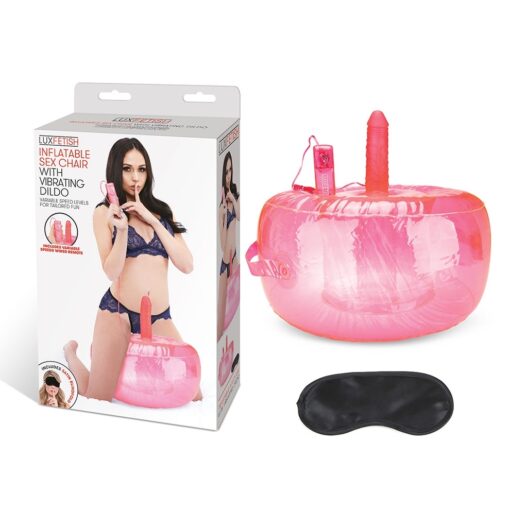 Lux Fetish Inflatable Sex Chair with Vibrating Dildo Pink LF5312 4890808245507 Multiview
