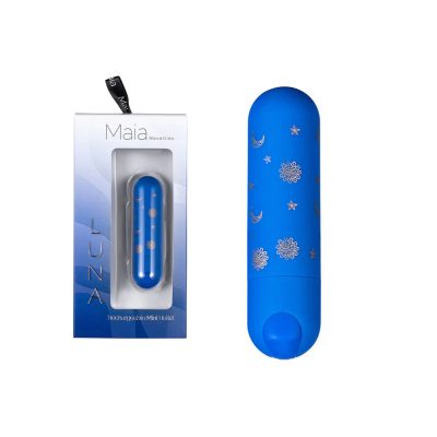 Maia Luna Rechargeable Bullet Vibrator Sun Stars Moon Printed Pattern and Blue MA330 MN 5060311473462 Multiview