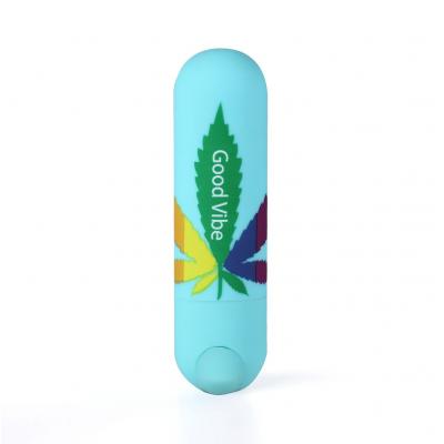 Maia Toys Jessi 420 Rechargeable Vibrating Bullet Teal Blue Rainbow Dope Leaf Motif MA330-LF2 5060311472717