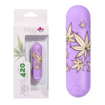Maia Toys Jessi 420 Weed Leaf Bullet Vibrator Purple Printed Pattern MA330 LF3 5060311473837 Multiview