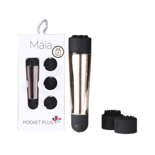 Maia Toys Pocket Plus Rechargeable Clitoral Rocket Massager with Caps Rose Gold MA19111 RG 5060311472908 Multiview