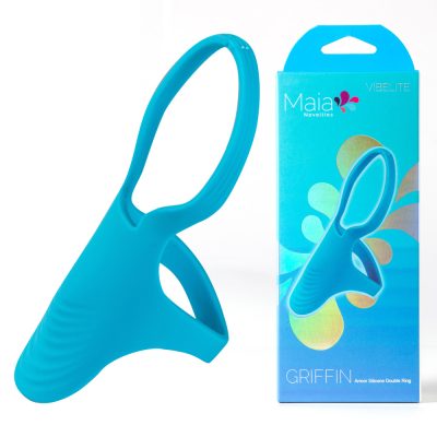 Maia Toys Vibelite Griffin Armour Silicone Double Cock Ring Blue AF 007 5060311473639 Multiview