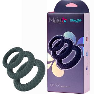 Maia Toys Vibelite Onyx 3 Sizes Textured Silicone Cock Rings Pack Grey AF 010 5060311473691 Multiview