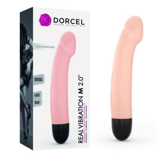 Marc Dorcel Real Vibration Medium Rechargeable Penis VIbrator Light Flesh 6072226 3700436072226 Multiview