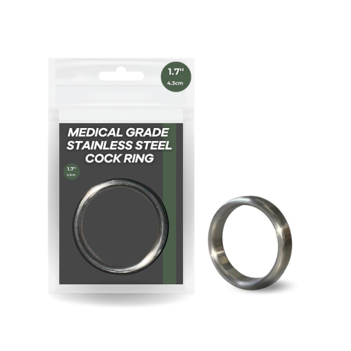 Medical Grade Stainless Steel 1 point 7 Inch Cock Ring Silver AA 002 9354434001401 Multiview
