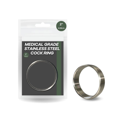 Medical Grade Stainless Steel Thin Wall 2 Inch Cock Ring Silver AA 004 9354434001425 Multiview