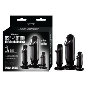 NASS Toys Ass Sation 3 in 1 Penis Shaped Anal Training Kit Black 3102 782631310207 Multiview