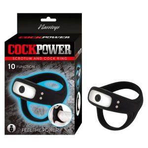 NASS Toys CockPower Scrotum and Cock Ring Vibrating Dual Ring Black 3170 782631317008 Multiview