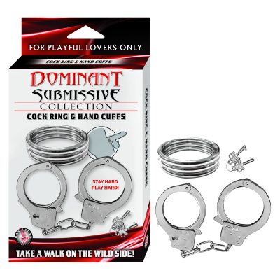NASS Toys Dominant Submissive Cock Ring and Cuffs Set Silver 3113 782631311303 Multiview