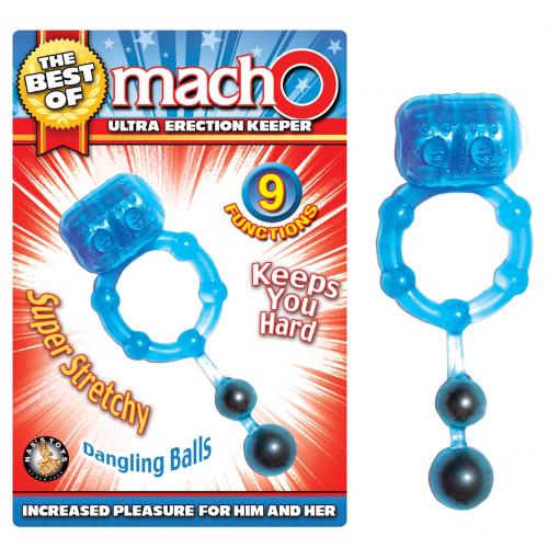 NASS Toys Macho Vibrating Ultra Erection Keeper with BallBangers Blue NASS2752BLU 782631275209 Multiview