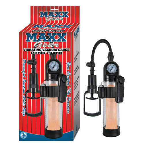 NASS Toys Maxx Gear Vibrating Penis Pump with Gauge Clear 2763 782631276305 Multiview