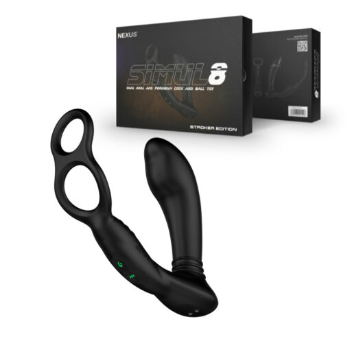 NEXUS Simul8 Stroker Edition Rechargeable Prostate Stroker Cock and Ball Ring Black NXS8STRKR 5060274221506 Multiview