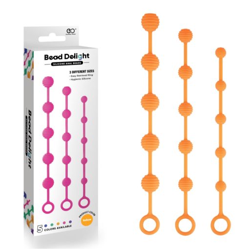 NMC Excellent Power 3 Size Silicone Anal Beads Kit Orange FKP006A000 021 4897078631849 Multiview