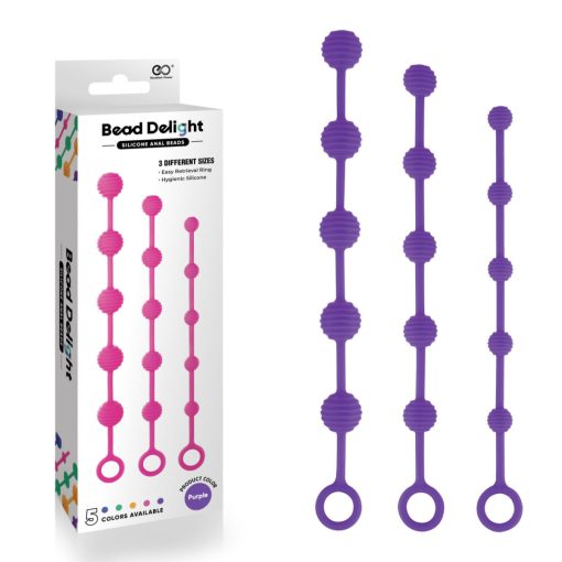 NMC Excellent Power 3 Size Silicone Anal Beads Kit Purple FKP006A000 022 4897078631856 Multiview