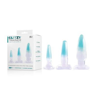 NMC Excellent Power Glitzy Trainer 3Pc Anal Training Kit Bulged Shaped Aqua Blue to Clear Ombre FKP012A000 044 4897078632280 Multiview