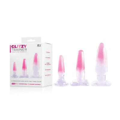 NMC Excellent Power Glitzy Trainer 3Pc Anal Training Kit Bulged Shaped Pink to Clear Ombre FKP012A000 047 4897078632297 Multiview