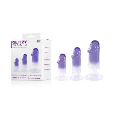 NMC Excellent Power Glitzy Trainer 3Pc Anal Training Kit Penis Shaped Purple to Clear Ombre FKN007B000 042 4897078632211 Multiview
