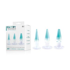 NMC Excellent Power Glitzy Trainer 3Pc Anal Training Kit Tapered Shaped Aqua Blue to Clear Ombre FKN008B000 044 4897078632259 Multiview