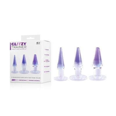 NMC Excellent Power Glitzy Trainer 3Pc Anal Training Kit Tapered Shaped Purple to Clear Ombre FKN008B000 042 4897078632242 Multiview