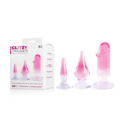 NMC Excellent Power Glitzy Trainer 3Pc Anal Training Kit Various Shaped Pink to Clear Ombre FKP013A000 047 4897078632327 Multiview