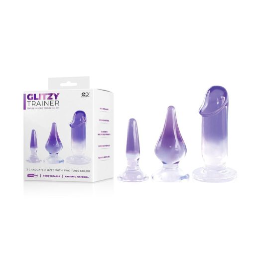 NMC Excellent Power Glitzy Trainer 3Pc Anal Training Kit Various Shaped Purple to Clear Ombre FKP013A000 042 4897078632303 Multiview