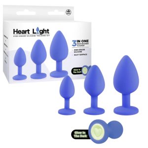 NMC Excellent Power Heart Light Anal Training Kit with Glow in the Dark endcaps Blue FKQ007A000 024 4897078633669 Multiview
