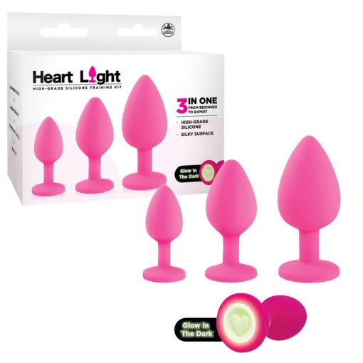NMC Excellent Power Heart Light Anal Training Kit with Glow in the Dark endcaps Pink FKQ007A000 027 4897078633676 Multiview