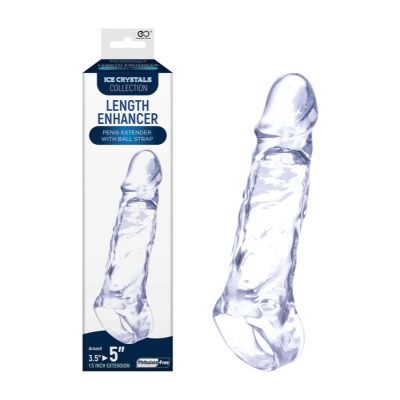 NMC Excellent Power Ice Crystals Collection Length Enhancer 1 point 5 Inch Penis Extender Sleeve with Ball Strap Clear FSQ001A000 050 4897078632969 Multiview