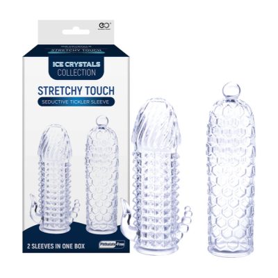 NMC Excellent Power Ice Crystals Collection Stretchy Touch Tickler Penis Sleeve Set 2 Pack Clear FKQ001A000 050 4897078633065 Multiview