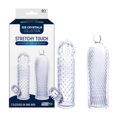 NMC Excellent Power Ice Crystals Collection Stretchy Touch Tickler Penis Sleeve Set 2 Pack Clear FKQ002A000 050 4897078633072 Multiview