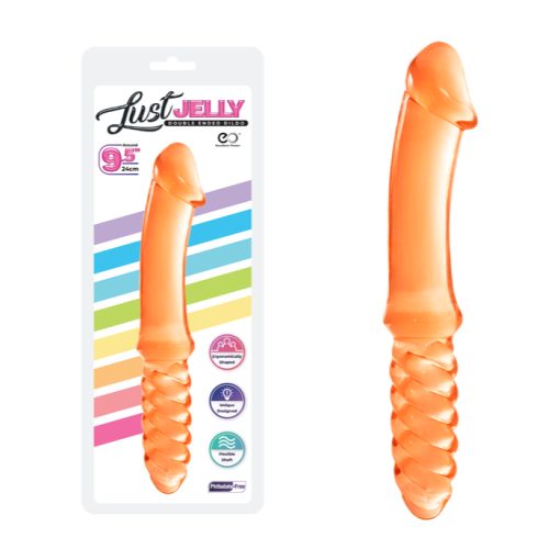 NMC Excellent Power Lust Jelly 9 point 5 inch Double Ended Dildo Clear Orange F06P006A00 049 4897078631832 Multiview