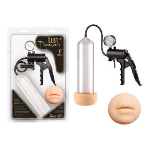 NMC Lust Pumper Trigger Penis Pump with Mouth Sleeve Clear Light Flesh FMF003A000 050 4892503137934 Multiview