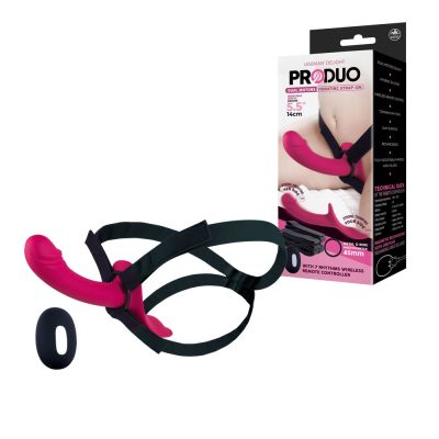 NMC PRODUO Dual Motor Vibrating Strap On Probe and Harness Pink FVRQ018A00 028 4897078634659 Multiview