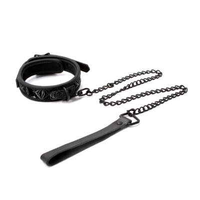 NS Novelties 1 inch wide Collar and Leash Black NSN 1222 23 657447102431 Detail
