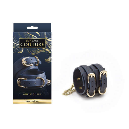 NS Novelties Bondage Couture Ankle Cuffs Navy Blue NSN 1306 47 657447103230 Multiview