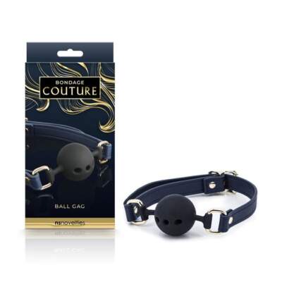 NS Novelties Bondage Couture Breathable Ball Gag Navy Blue NSN 1306 77 657447104169 Multiview