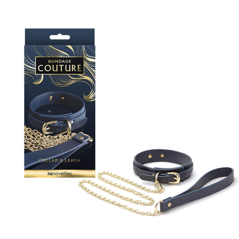 NS Novelties Bondage Couture Collar and Leash Navy Blue NSN 1306 27 657447103216 Multiview