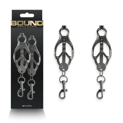 NS Novelties Bound C3 Gravity Tension Clover style Nipple Clamps Gunmetal NSN 1303 31 657447106989 Multiview