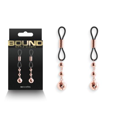 NS Novelties Bound D1 Lasso Nipple Clamps with Bells Rose Gold NSN 1302 61 657447106811 Multiview
