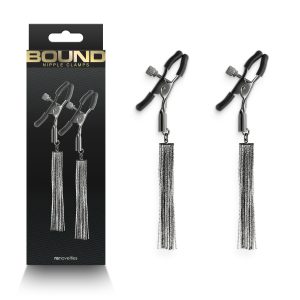 NS Novelties Bound D2 Adjustable Nipple Clamps with Chain Tassels Gunmetal NSN 1302 70 657447107238 Multiview