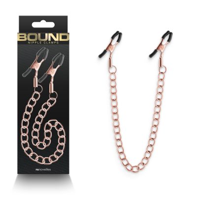NS Novelties Bound DC2 Nipple Clamps with Chain Connector Rose Gold NSN 1303 02 657447106910 Multiview