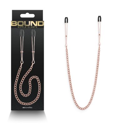 NS Novelties Bound DC3 Tweezer style Nipple Clamps with Chain Connector Rose Gold NSN 1303 12 657447106934 Multiview
