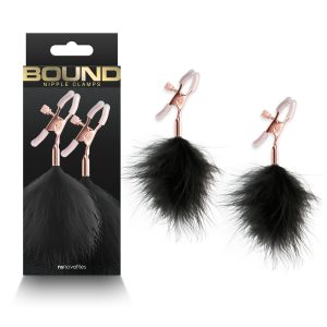 NS Novelties Bound F1 Adjustable Nipple Clamps with Feather Rose Gold Black NSN 1302 33 657447106828 Multiview